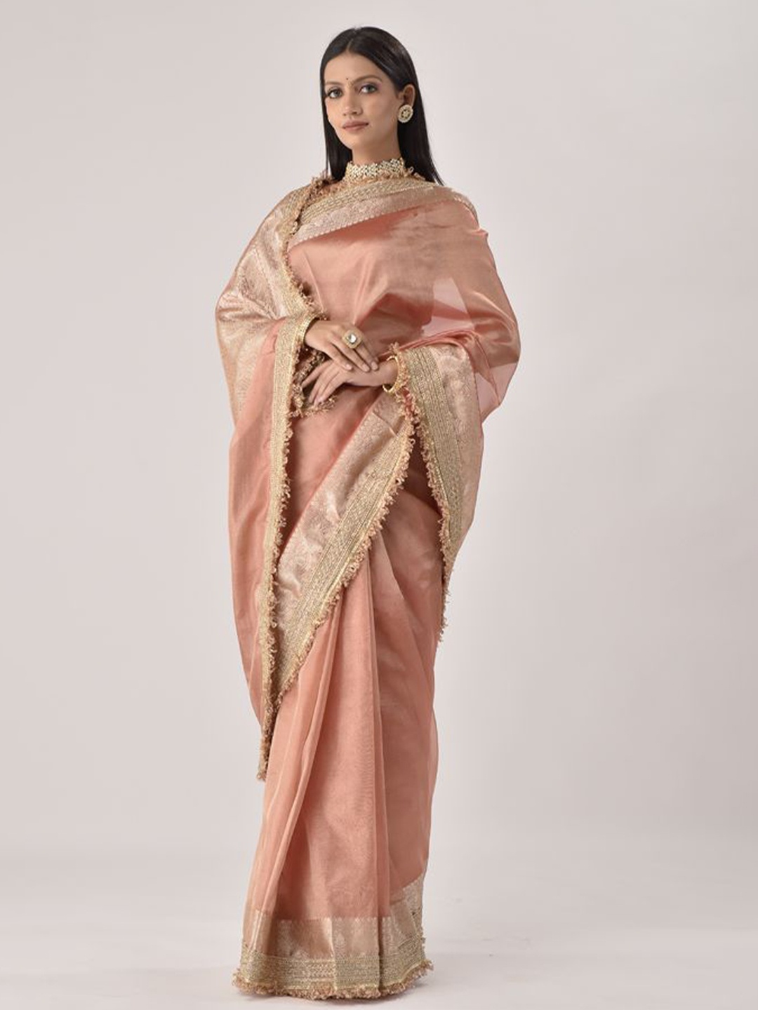 

sutra attire Woven Design Zari Tissue Banarasi Saree, Red