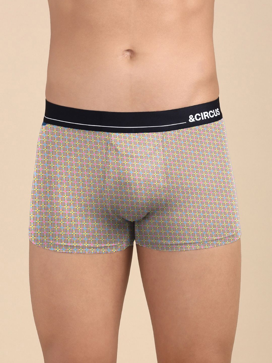 

&CIRCUS Men Printed Modal Low-Rise Trunk, Nude