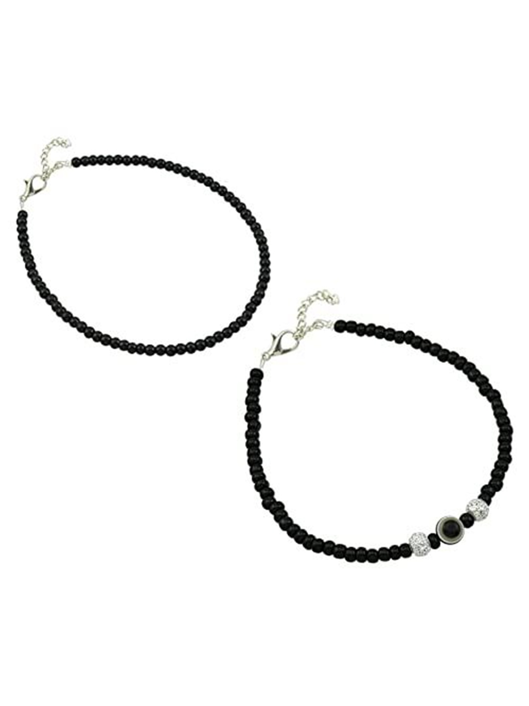 

HIGH TRENDZ Set of 2 Beaded Anklet, Black