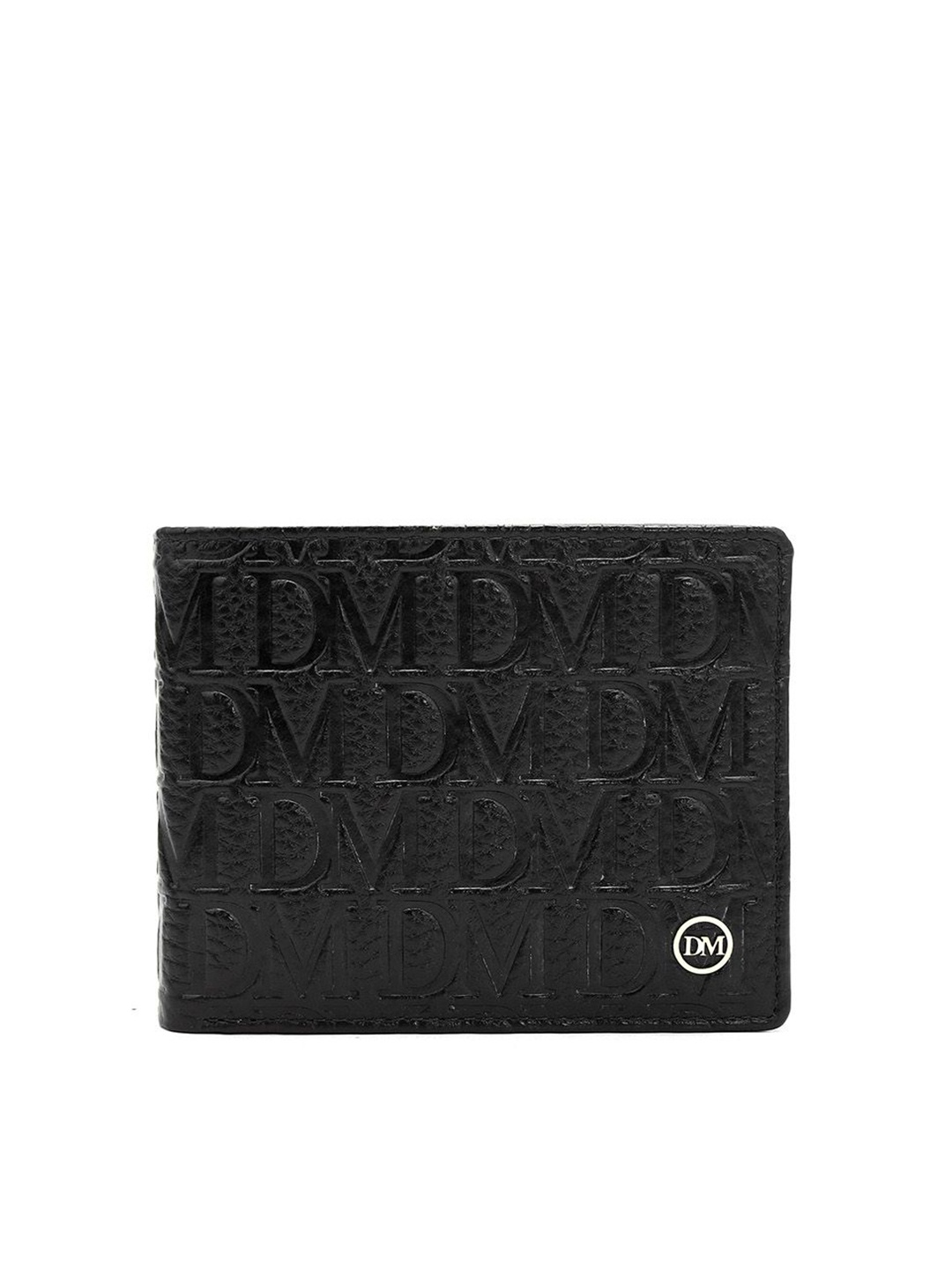 

Da Milano Men Typography Textured Leather Two Fold Wallet, Black