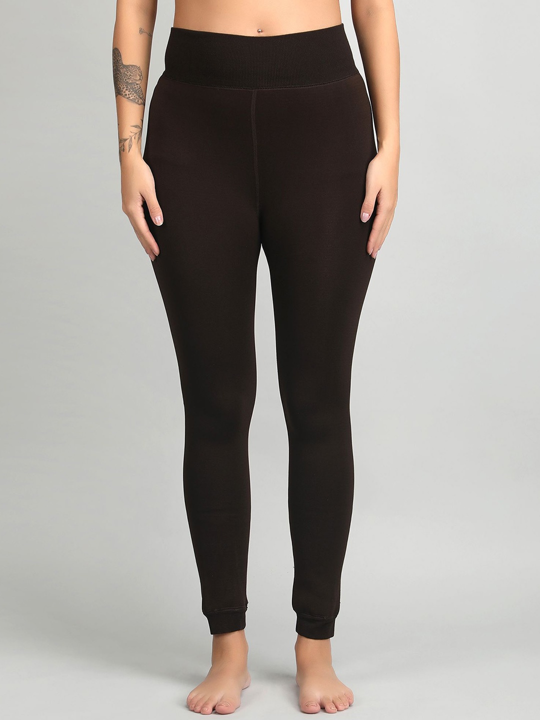 

Klassik Women Fur Ankle Length Thermal Bottoms, Brown