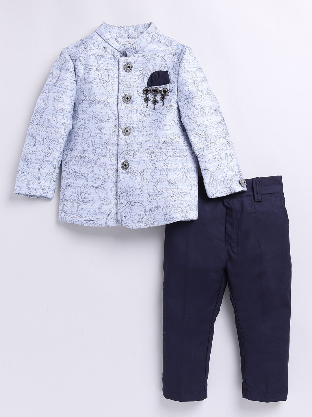 

Little Collars Boys Embroidered Bandhgala Clothing Set, Blue