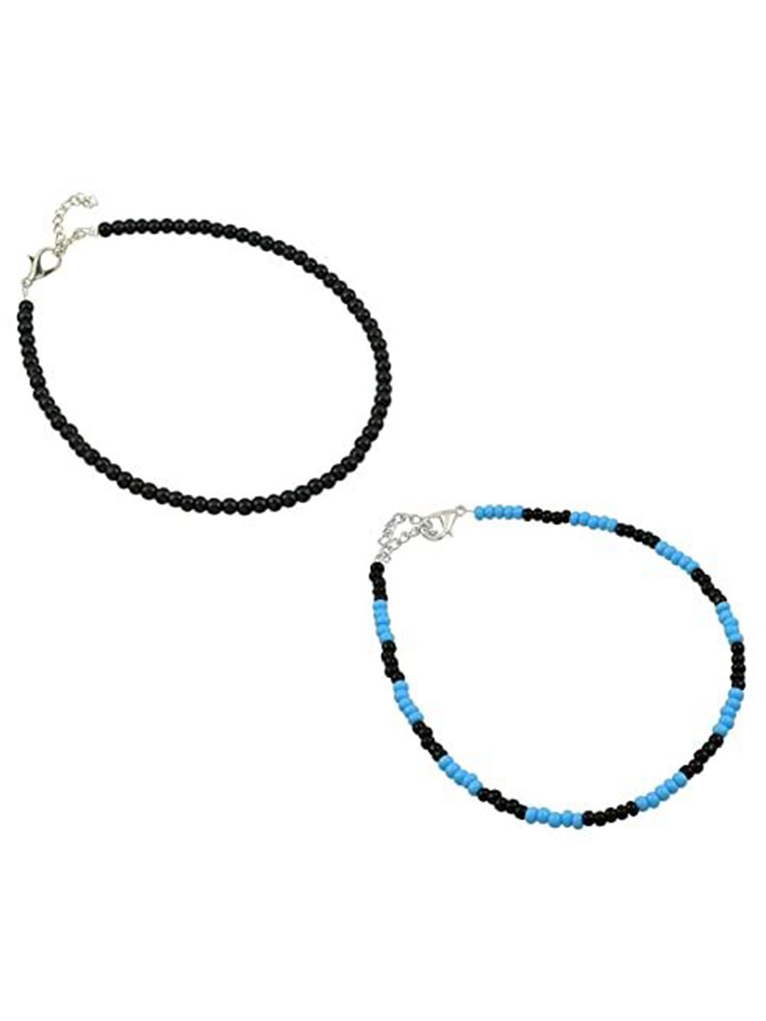 

HIGH TRENDZ Set of 2 Beaded Anklets, Silver