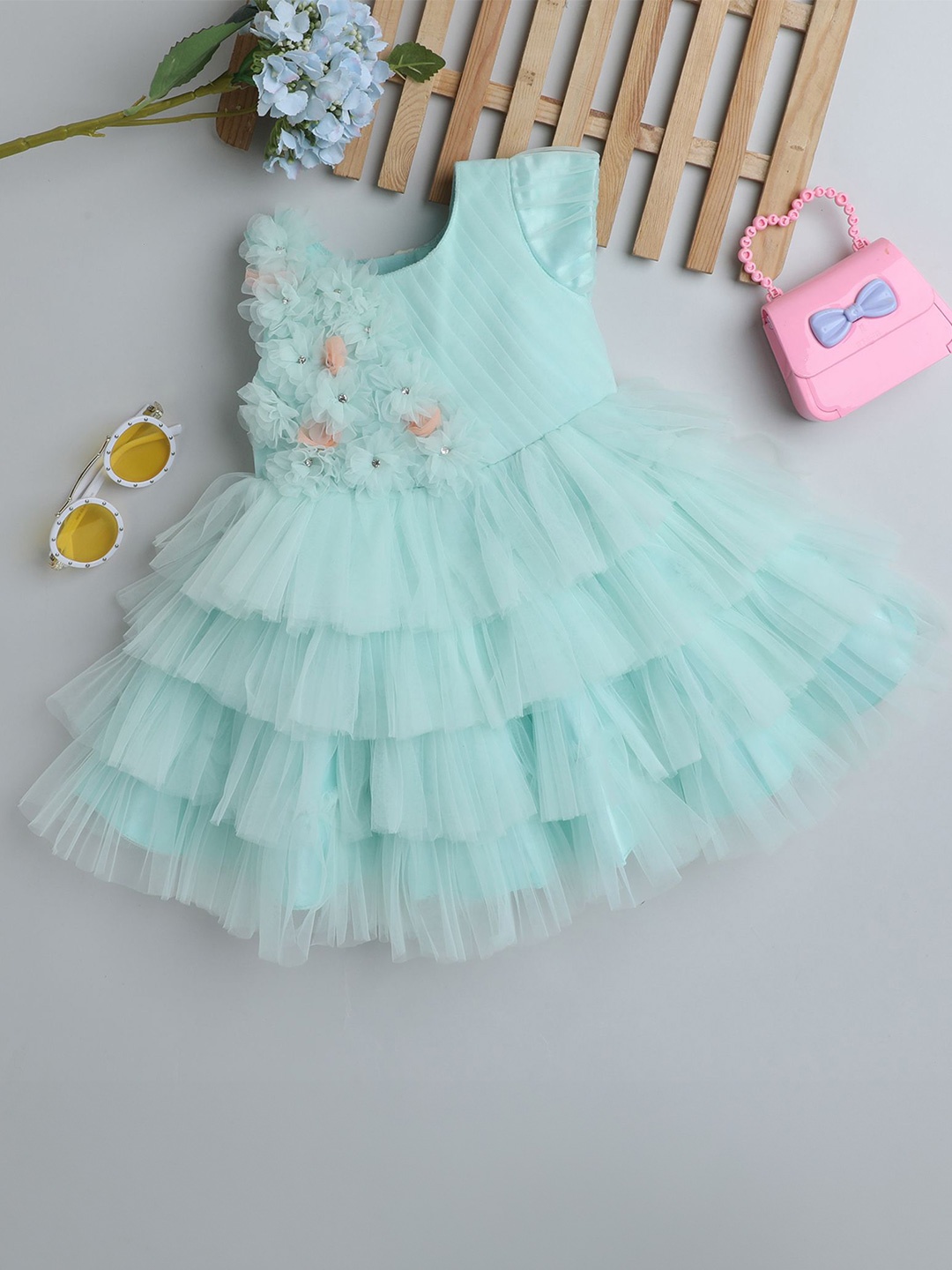 

MANY FROCKS & Net Fit & Flare Dress, Green