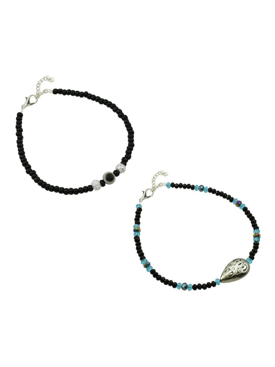 

HIGH TRENDZ 2Pc Oxidised Anklet, Black