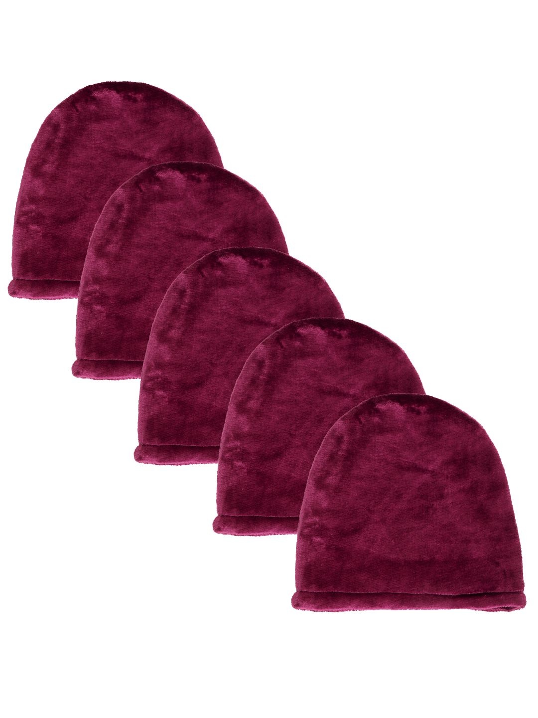 

KLOTTHE Men Pack Of 5 Woolen Beanie Caps, Maroon