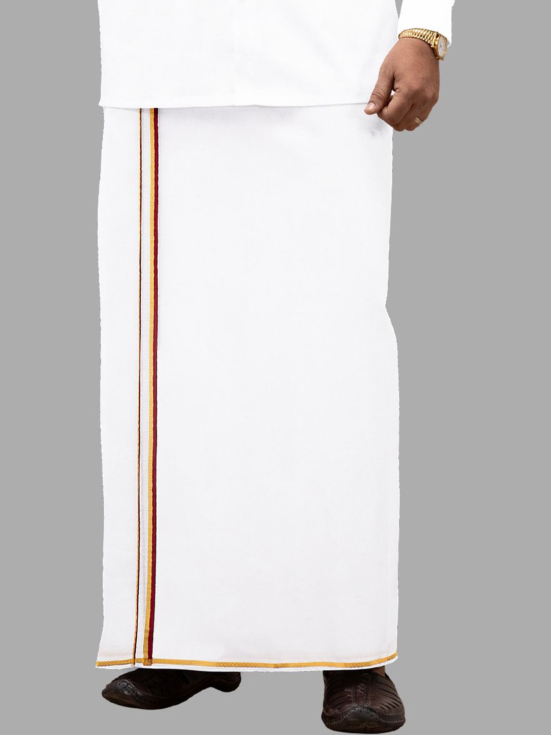 

Ramraj Men Jari Border Double Dhoti, White