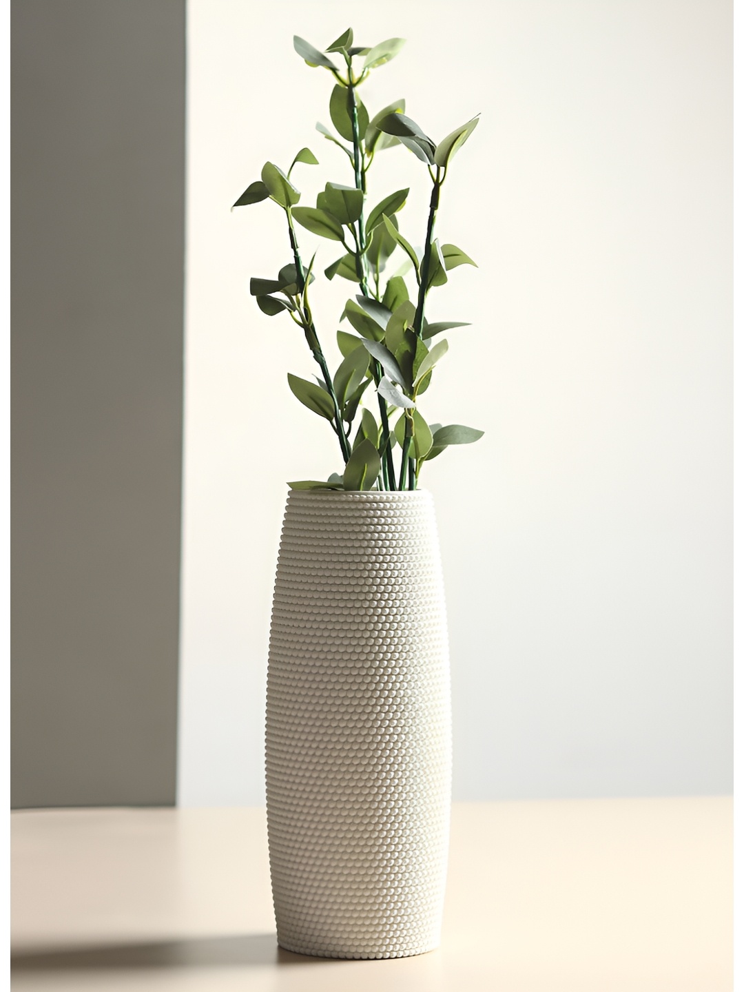 

HABERE INDIA White Textured Printed Ceramic FlowerVases