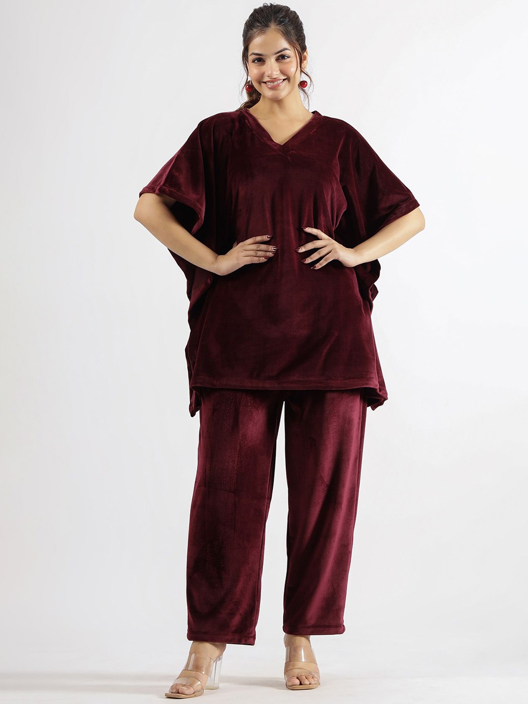 

FLAVIA CREATION Tunic & Trousers Co-Ord, Maroon