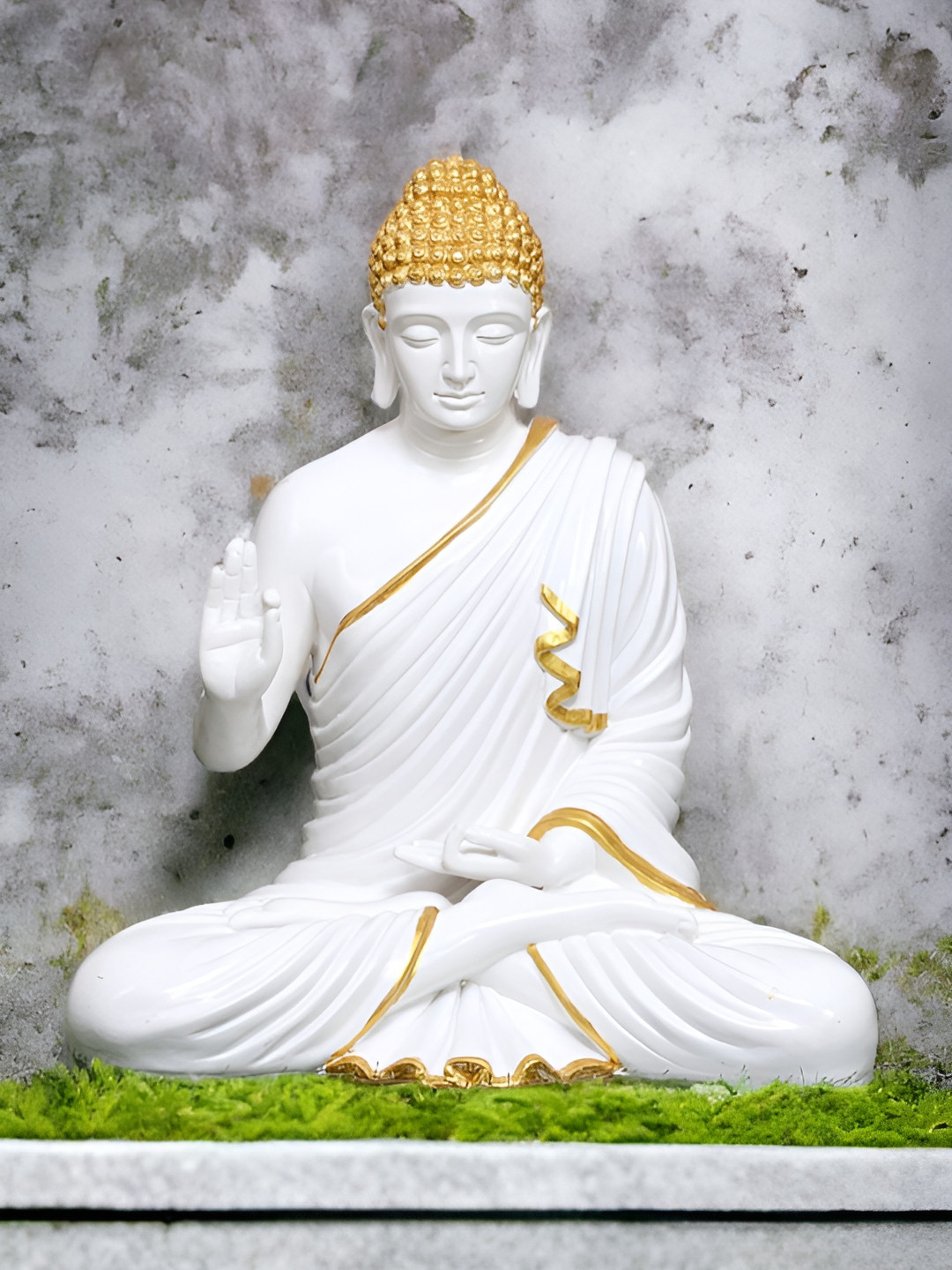 

Vrinban International White & Gold Toned Buddha Idol Showpiece