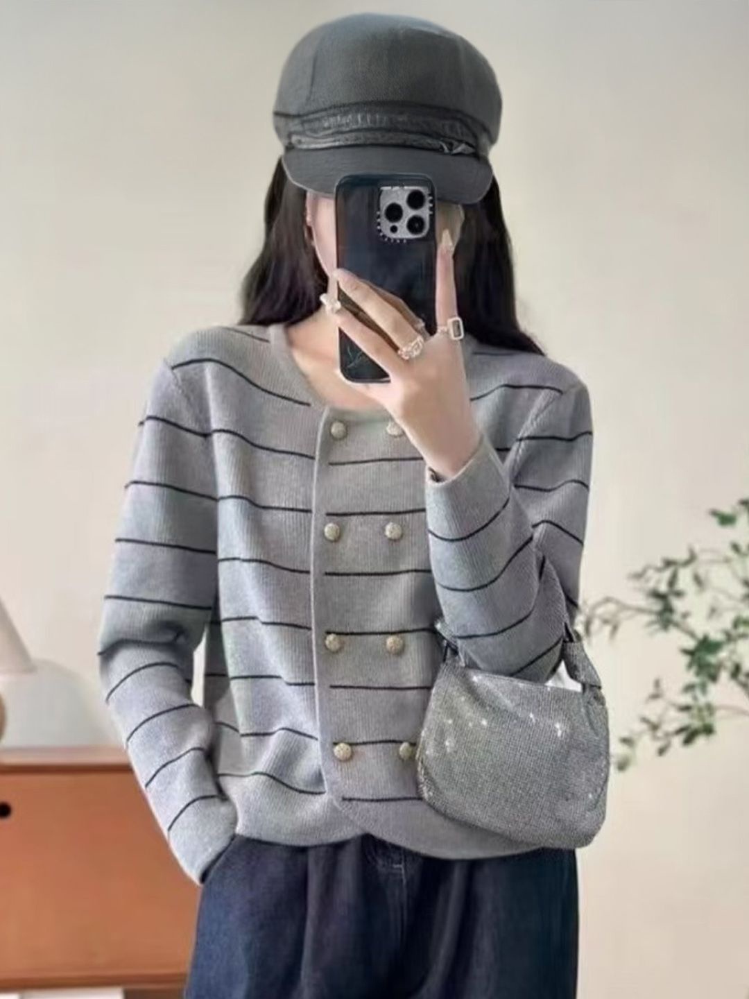 

StyleCast Women Striped Woollen Cardigan, Grey