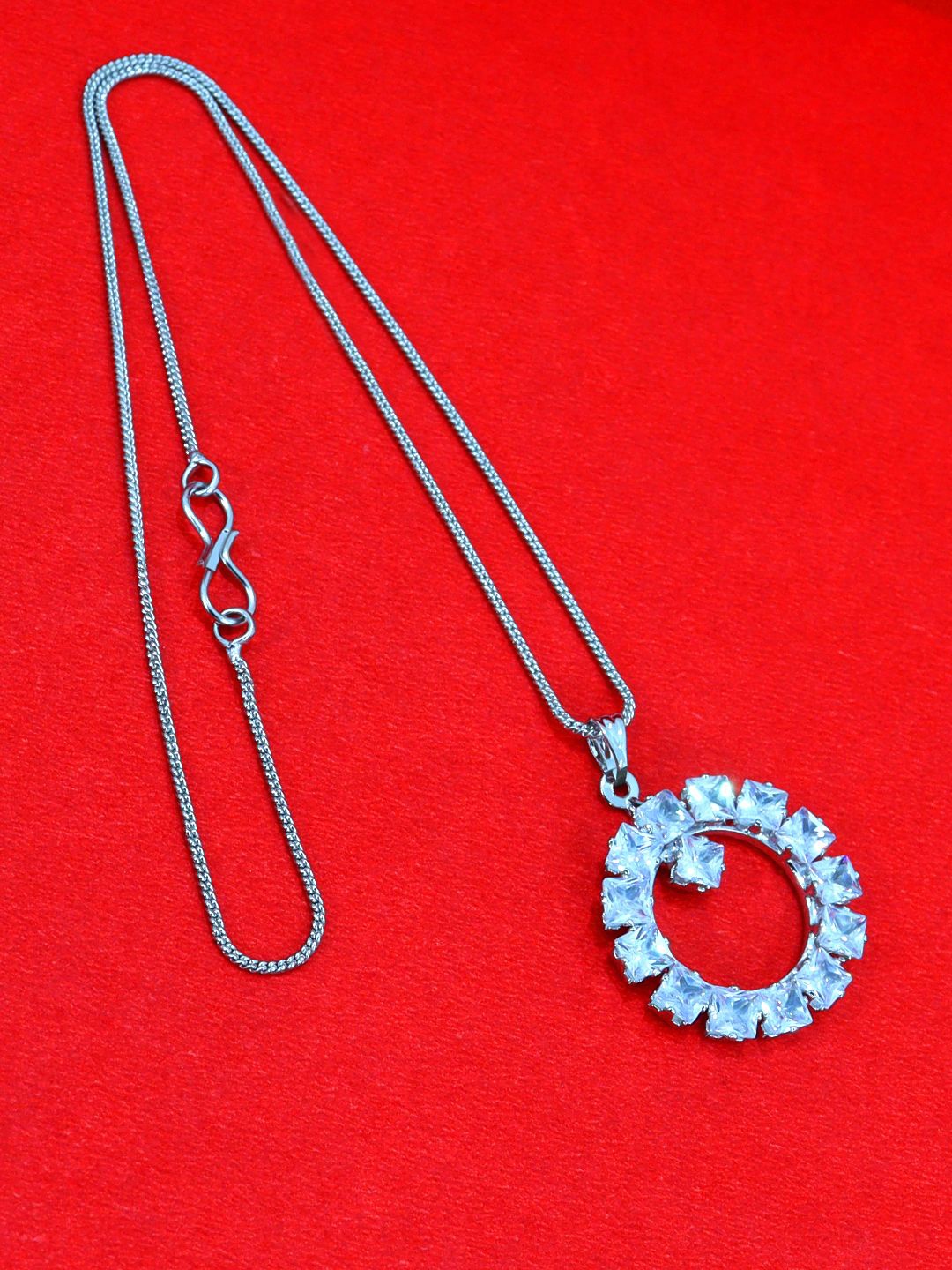 

VAGHBHATT Rhodium-Plated Stone Studded Jewellery Set, Silver