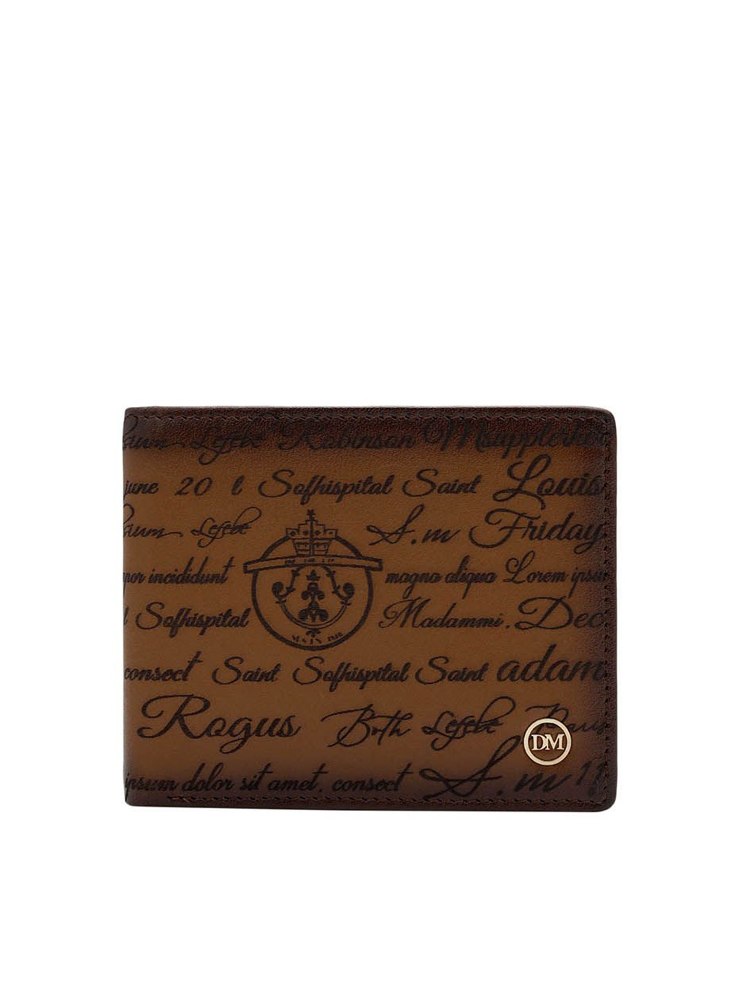 

Da Milano Men Typography Printed Leather Two Fold Wallet, Brown
