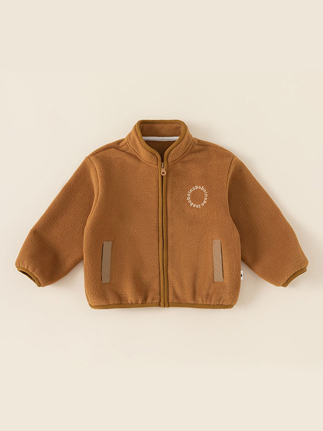 

LULU & SKY Boys Padded Jacket with Patchwork, Brown