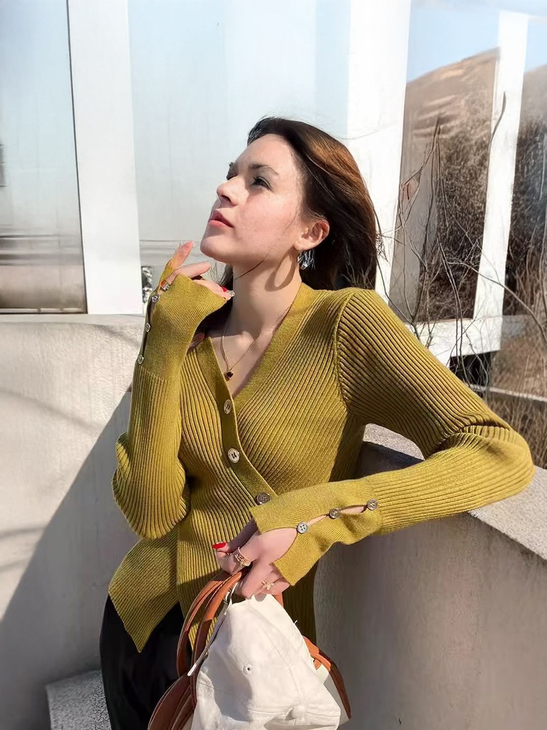

StyleCast Women Self Design Printed Sweater, Olive