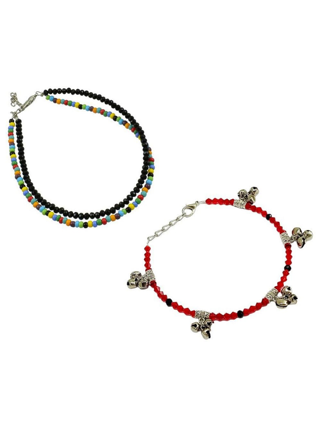 

HIGH TRENDZ Set of 2 Beaded Anklet, Black