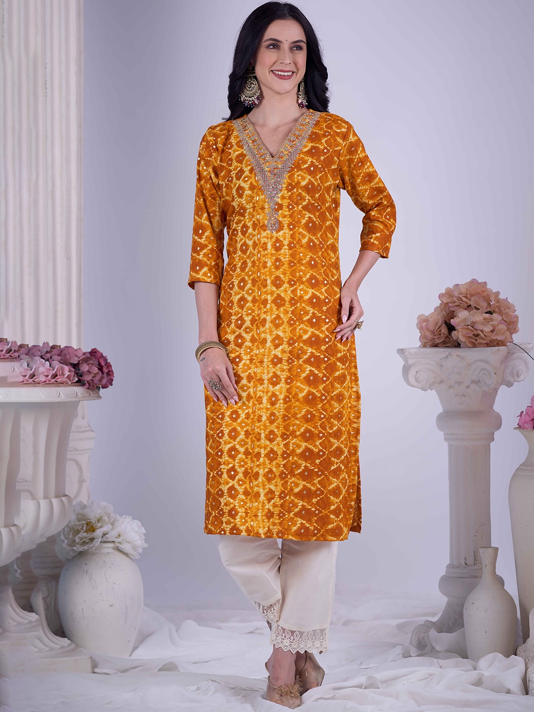 

Anouk Women Ethnic Motifs Printed Kurta, Mustard
