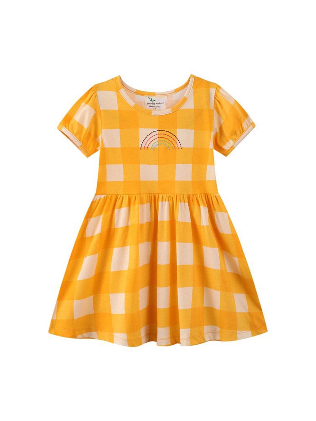 

LULU & SKY Girls Checked Fit & Flare Dress, Yellow