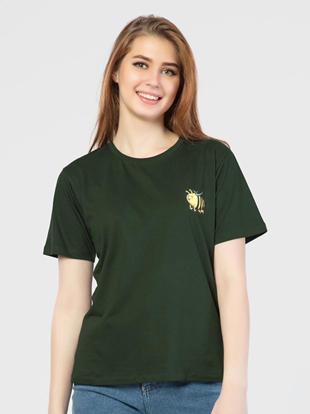 

Juliet Women Graphic Printed Round Neck Cotton T-shirt, Green