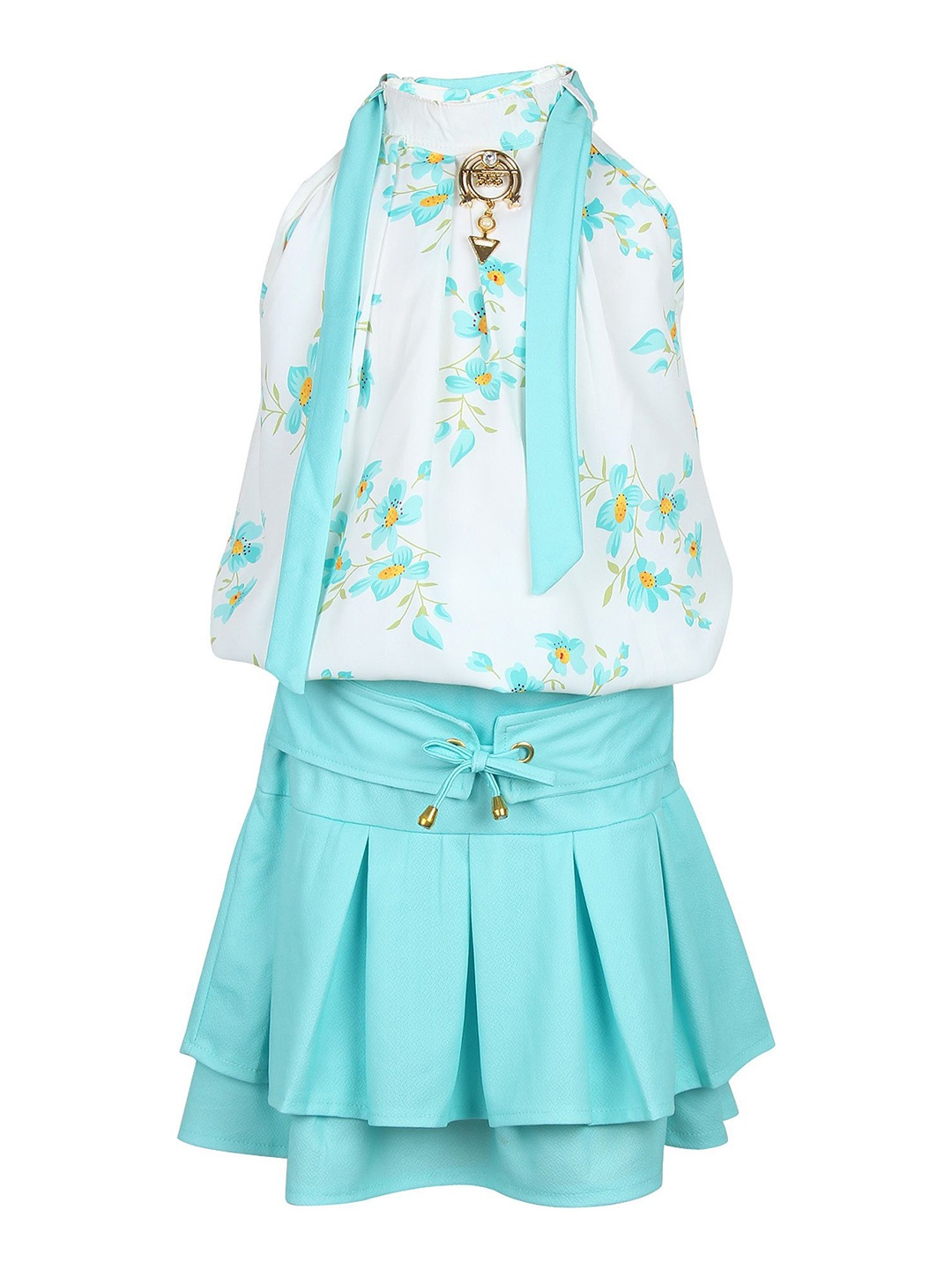 

Arshia Fashions Girls Printed Top with Skirt, Blue