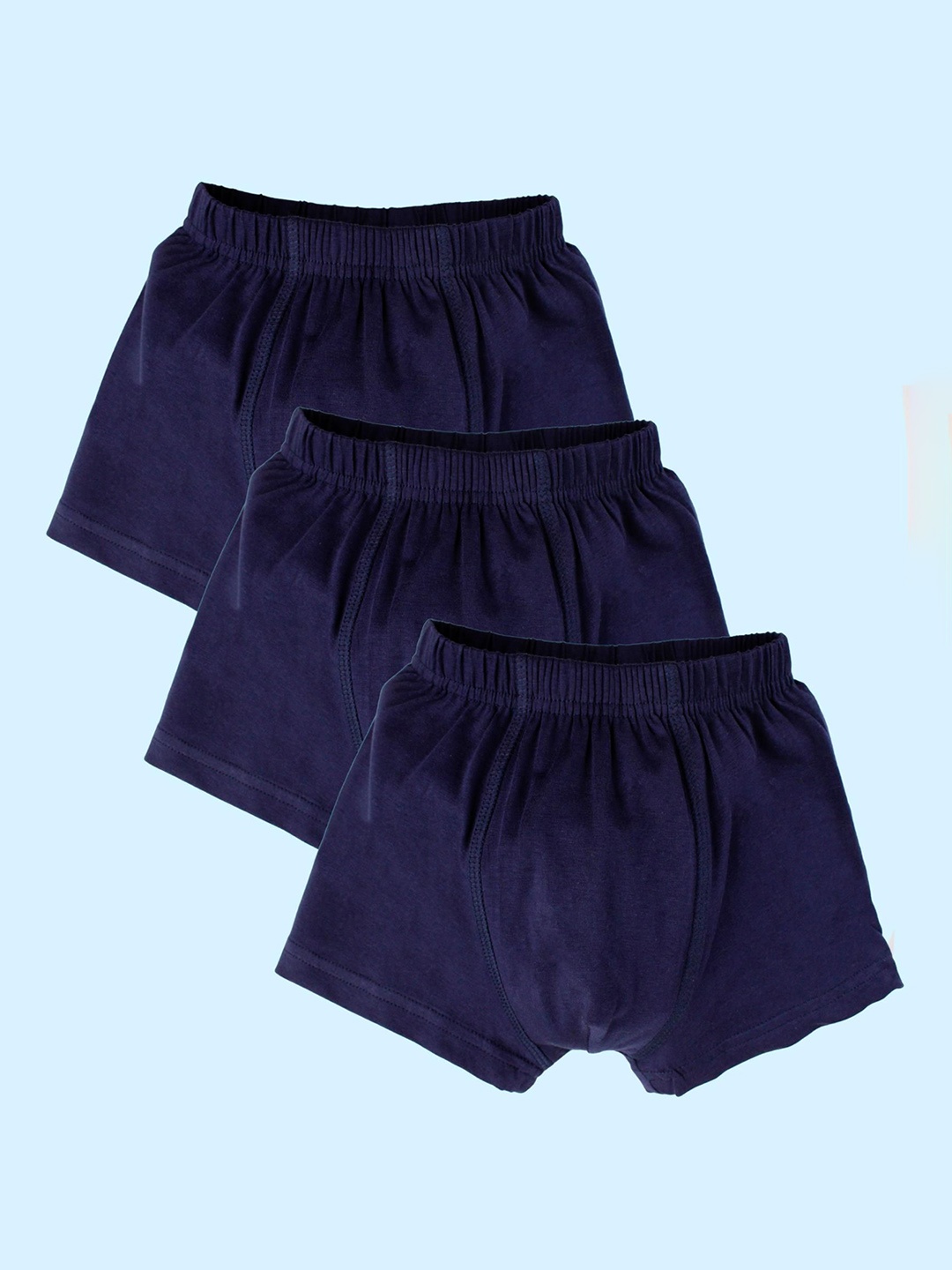 

KiddoPanti Boys Pack of 3 Cotton Lycra Trunks, Navy blue