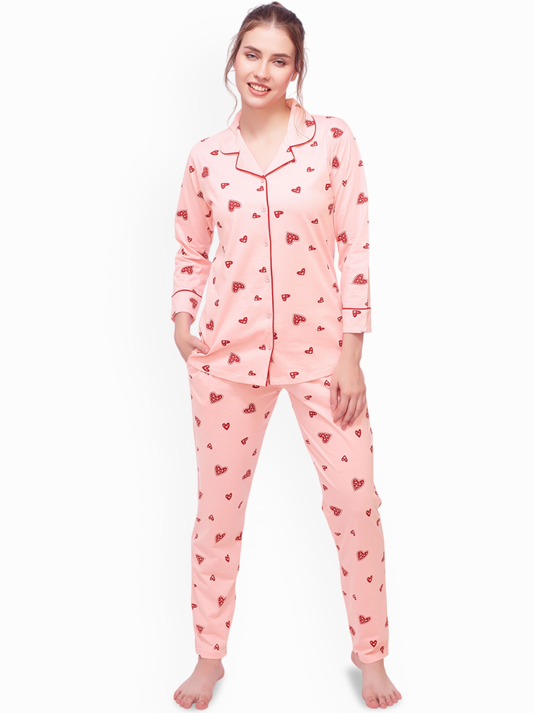 

Lotik Women Printed Night suit, Pink