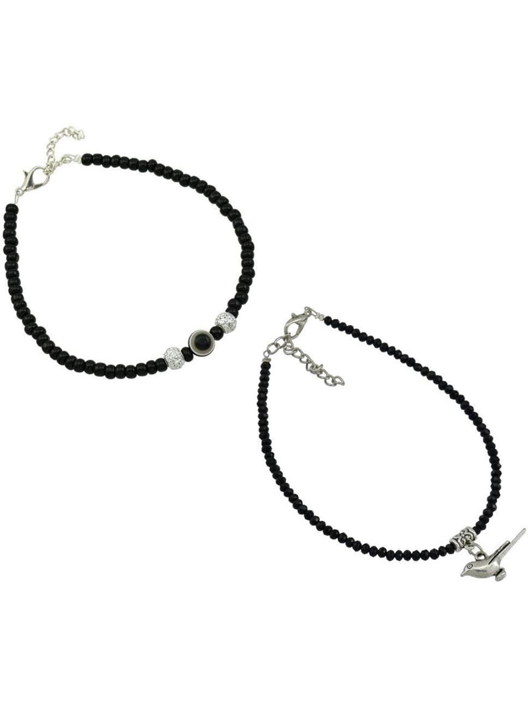 

HIGH TRENDZ Pack of 2 Alloy Anklet, Black