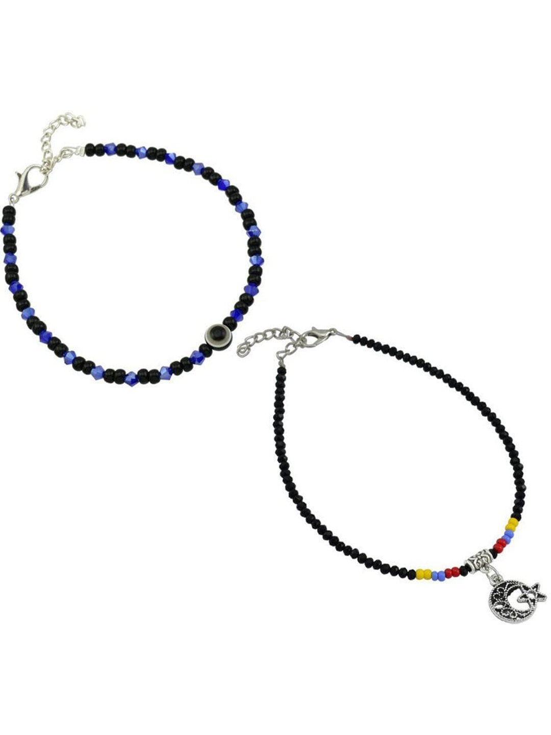 

HIGH TRENDZ Set of 2 Beaded Anklet, Black