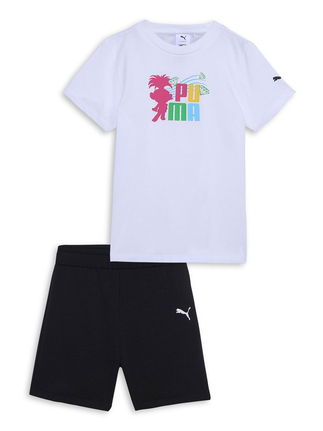

Puma x TROLLS Infants Boys Graphic Printed Pure Cotton T-Shirt & Shorts Clothing Set, White
