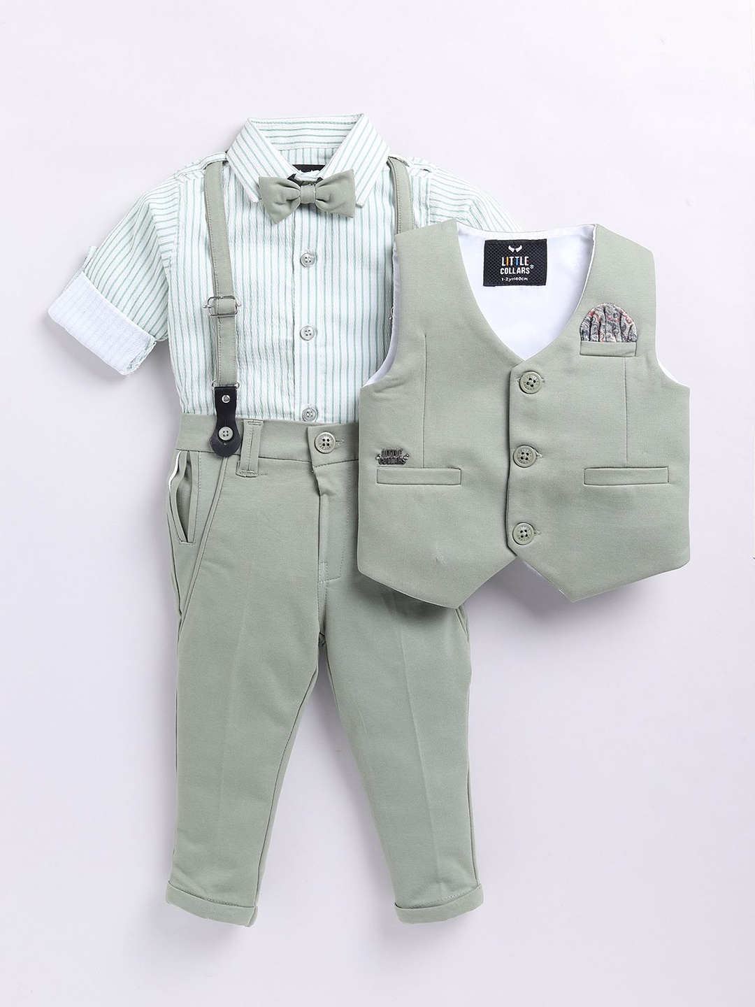 

Little Collars 5pc Jacket Suspender Set, Green