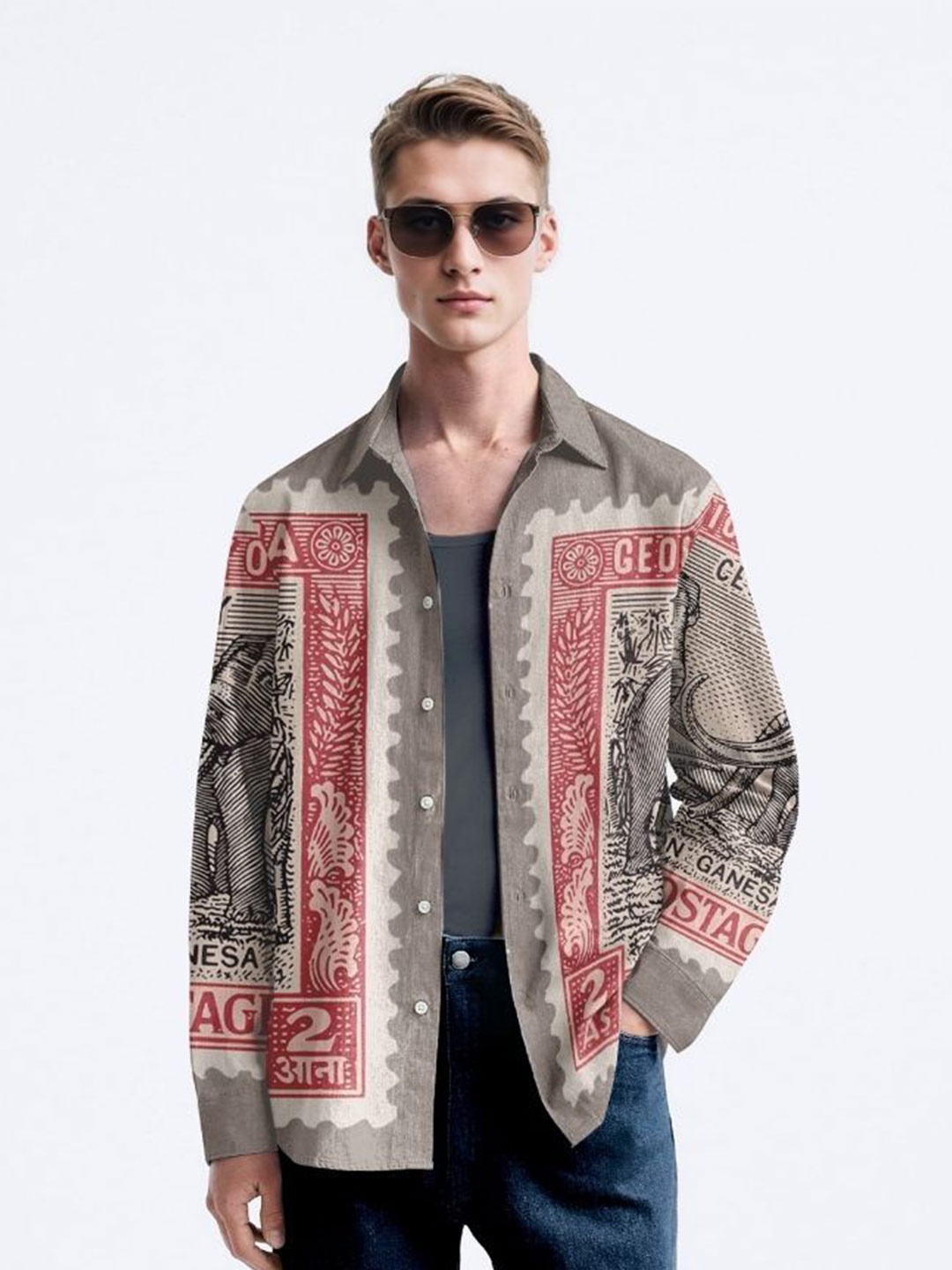 

Naymish Men Comfort Opaque Printed Casual Shirt, Grey