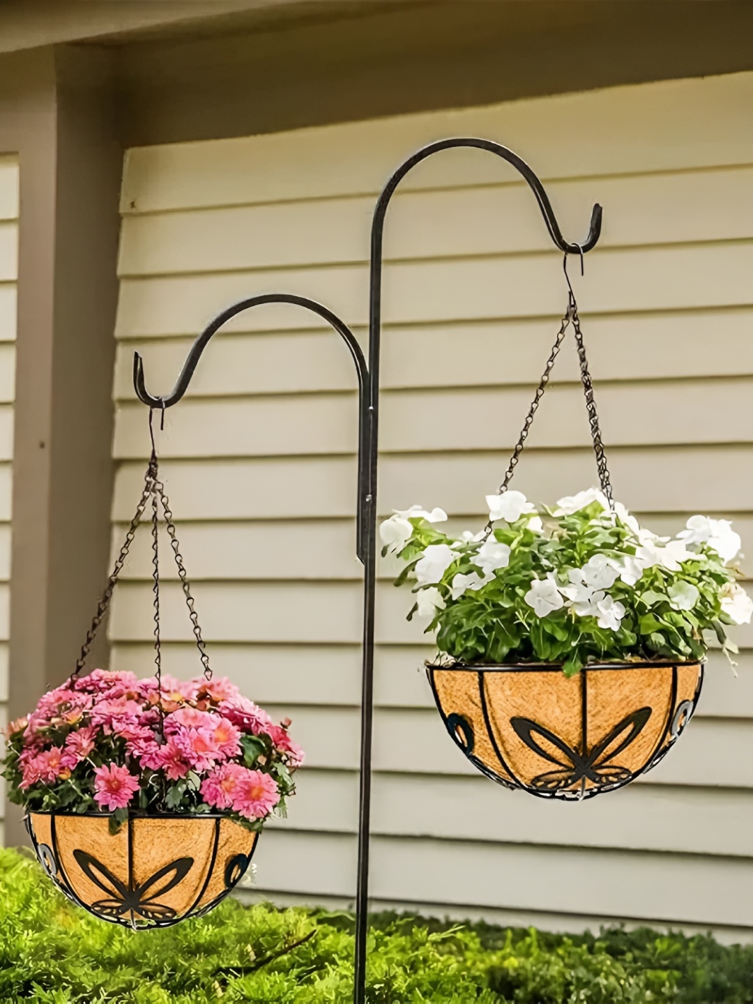 

Garden King 6Pcs Black & Brown Textured Round Hanging Planters