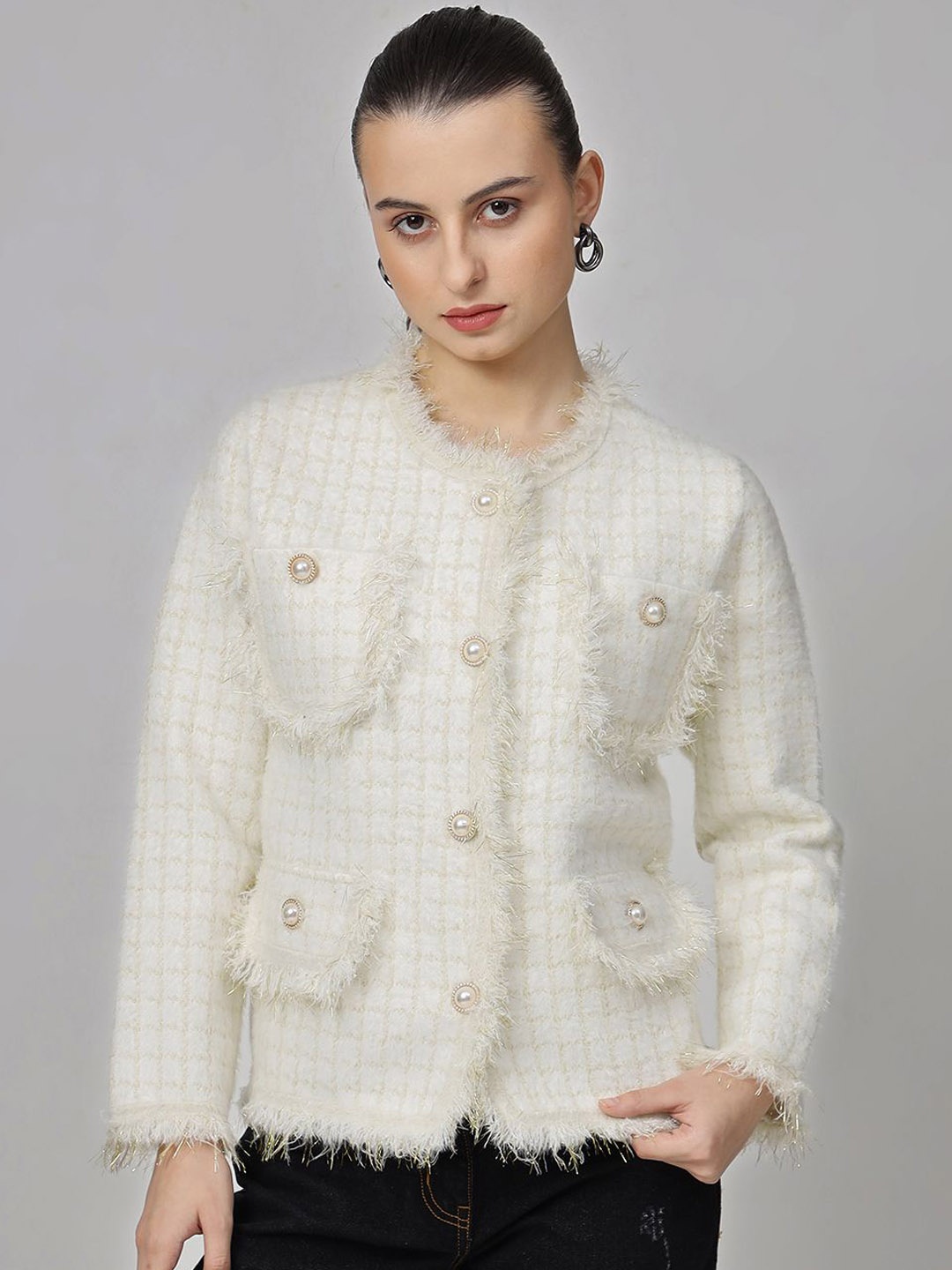 

Ziva Fashion Women Woollen Blazer, Off white