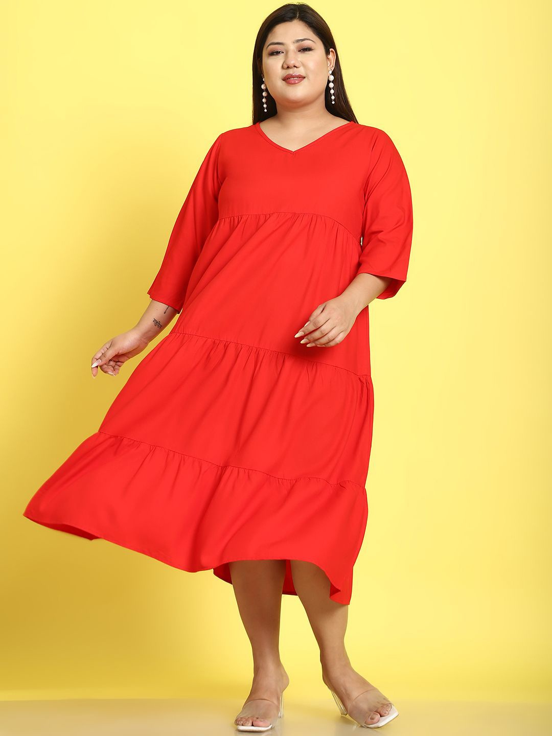 

theRebelinme A-Line Midi Dress, Red