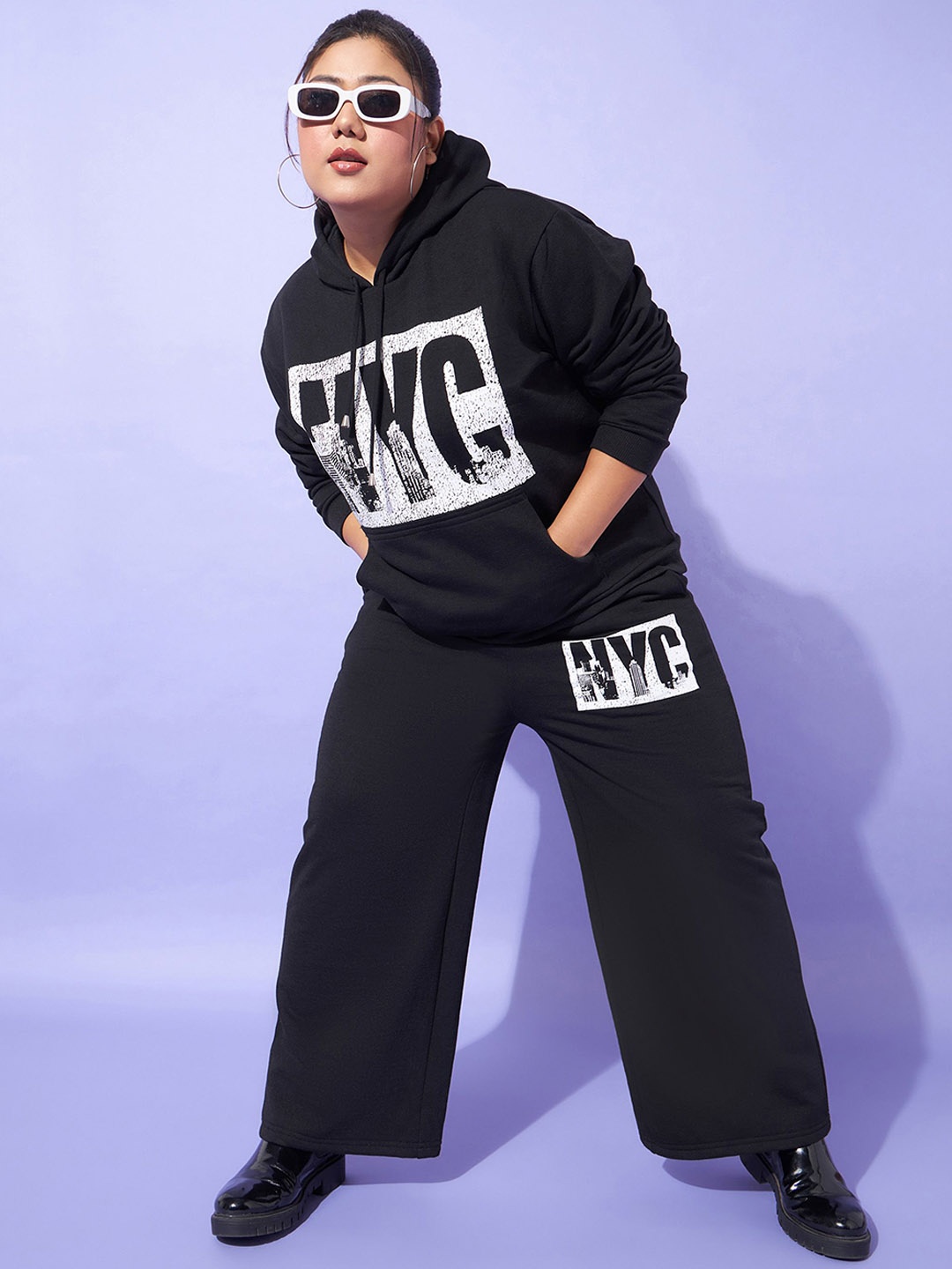 

SASSAFRAS Hoodie Sweatshirt With Track Pants Co-Ords, Black