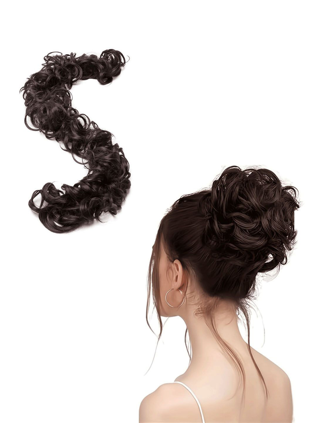 

D-Divine Long Frill Messy Hair Bun Extension - Brown