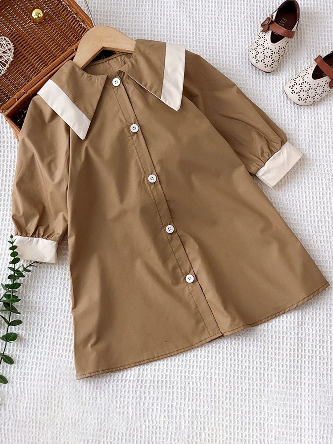 

LULU & SKY Girls Colourblocked A-Line Dress, Brown