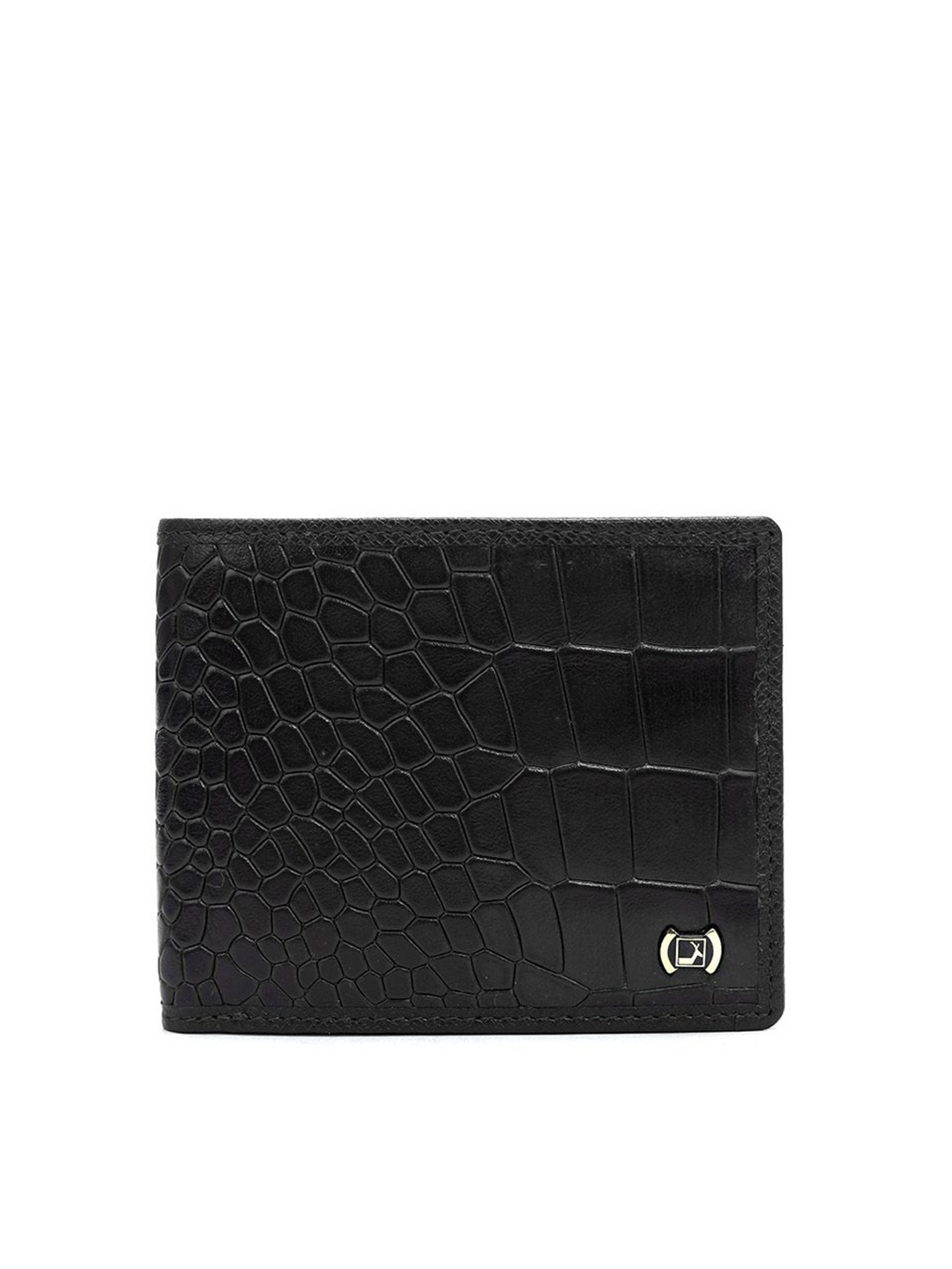 

Da Milano Men Textured Leather Two Fold Wallet, Black