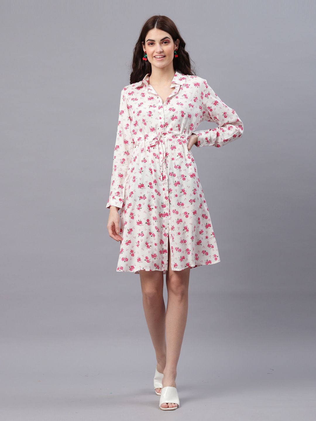 

all about you Floral Print Fit & Flare Dress, White