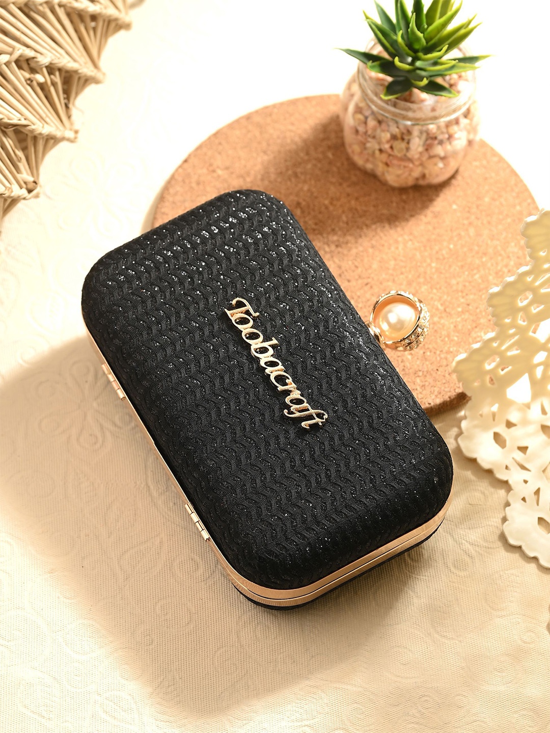 

Toobacraft Embellished Box Clutch, Black