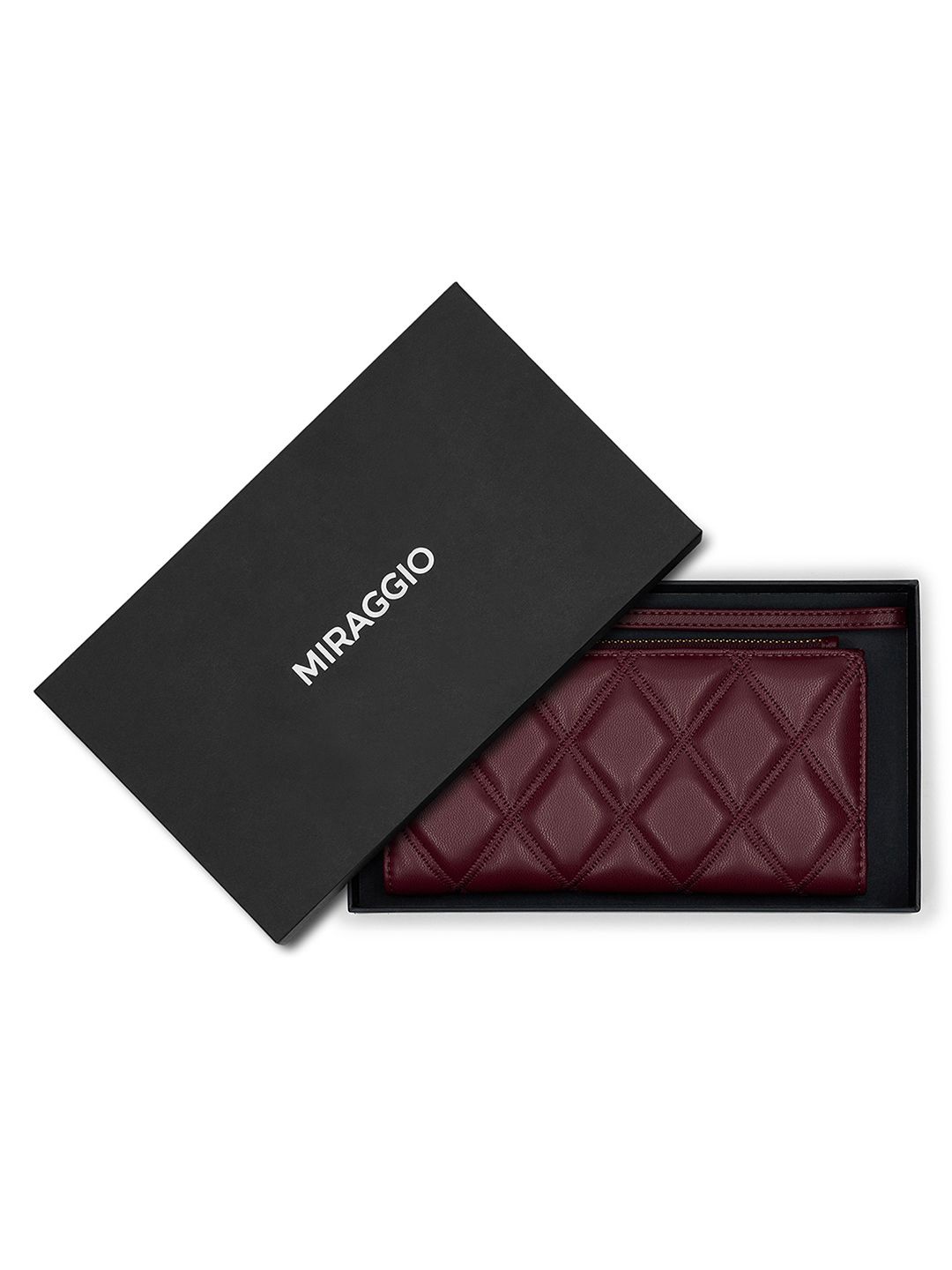 

MIRAGGIO Deep Red PU Amaya Wallet, Maroon