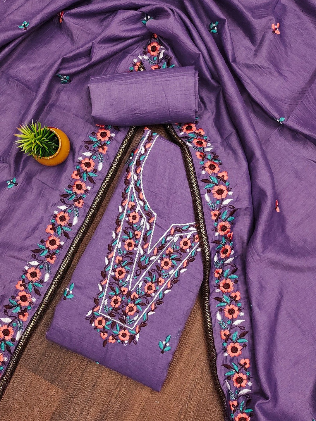 

ZEEPKART Unstitched Dress Material, Purple