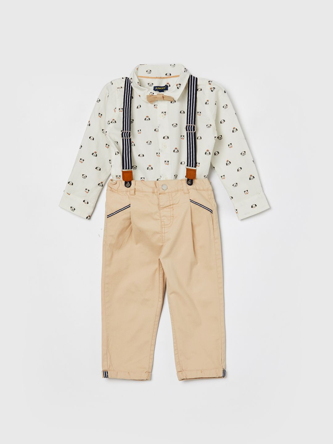 

Juniors by Lifestyle Boys Printed Shirt with Trousers, Beige