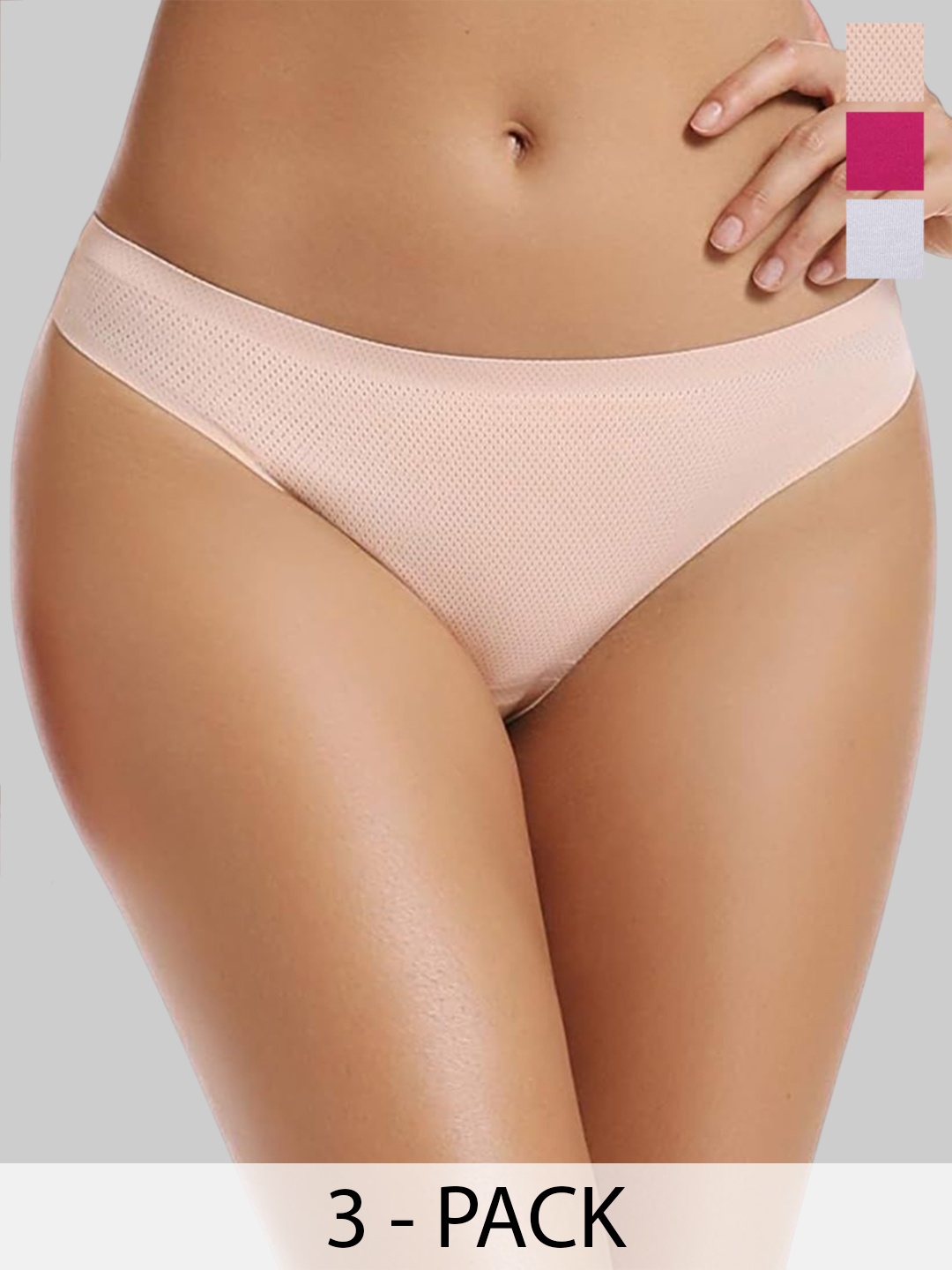 

YOU FOREVER Women Pack Of 3 Thongs Briefs, Pink