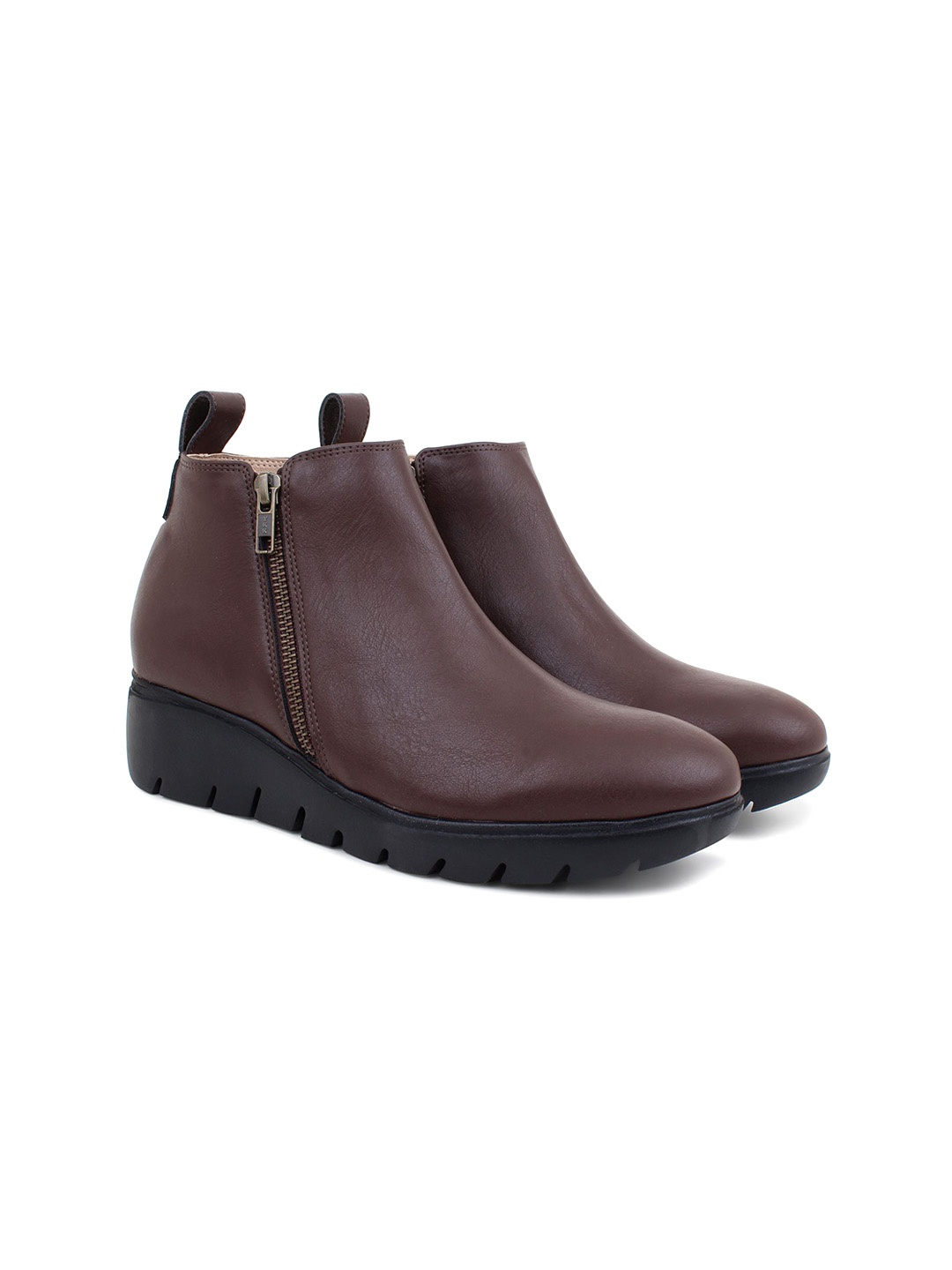 

PEPITOES Women Casual Wedge-Heeled Regular Boots, Brown
