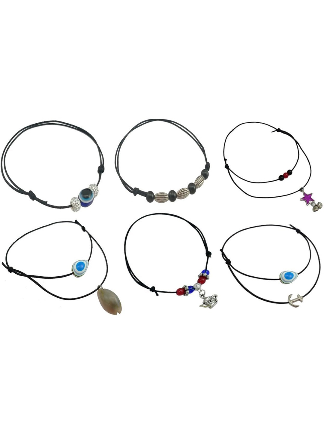 

HIGH TRENDZ 6Pc Oxidised Anklet, Black