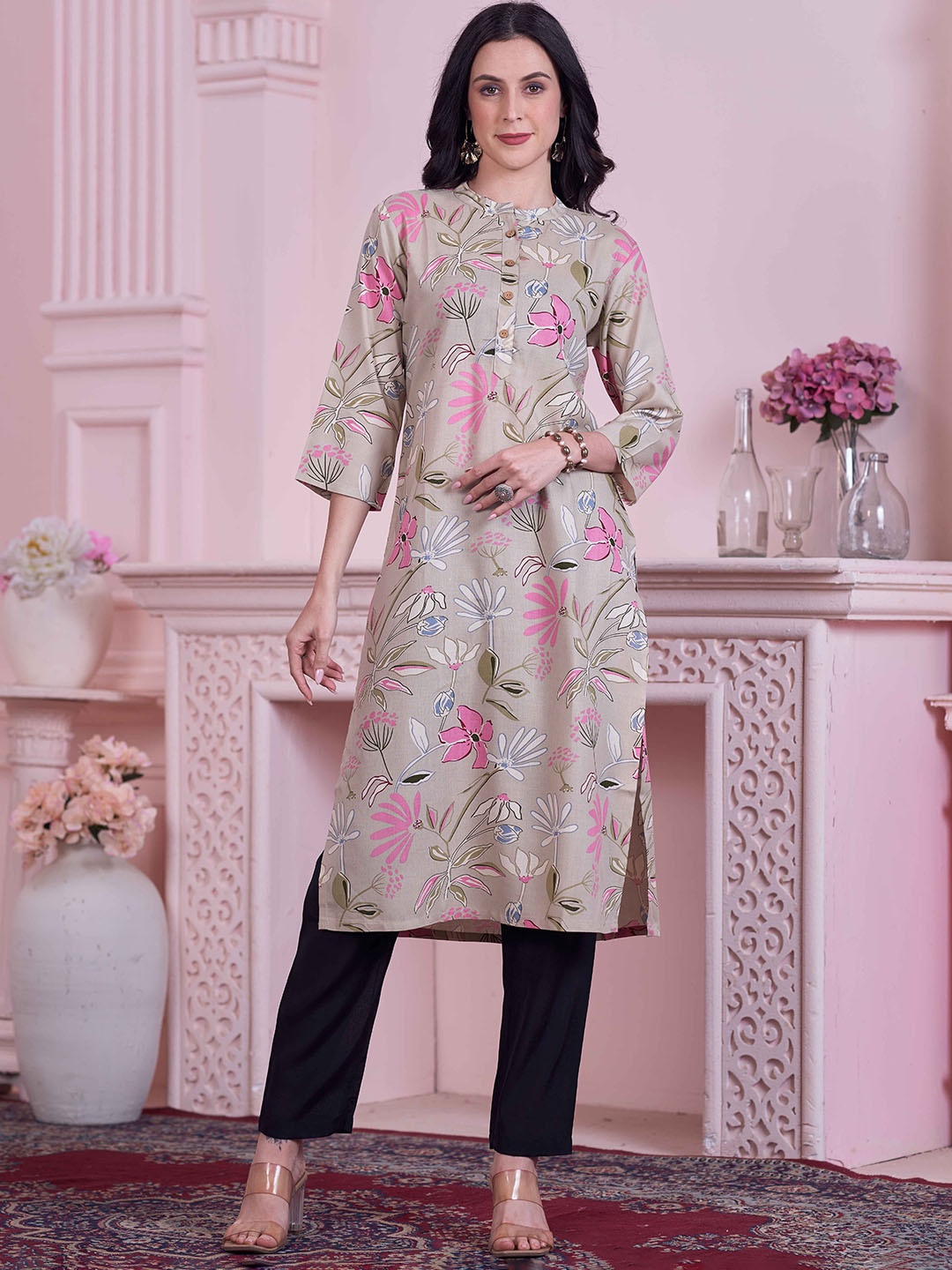 

Anouk Women Floral Printed Kurta, Green