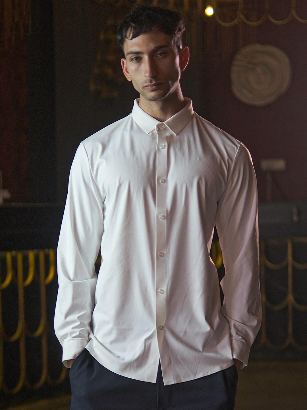 

ODETTE Men Opaque Casual Shirt, White