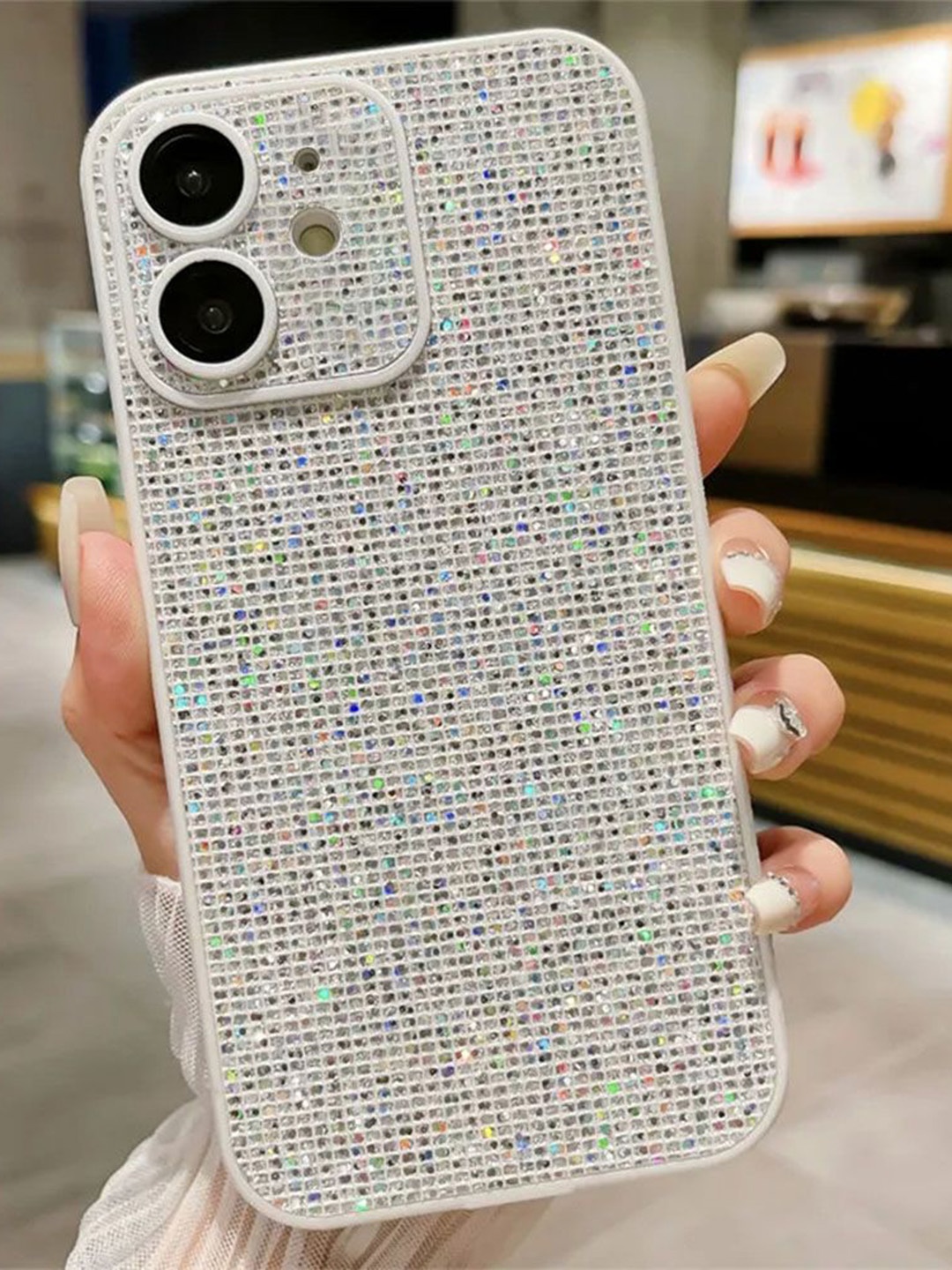 

Luxury Kase Glitter Full Lens Protection iPhone 12 Back Case Mobile Accessories, White