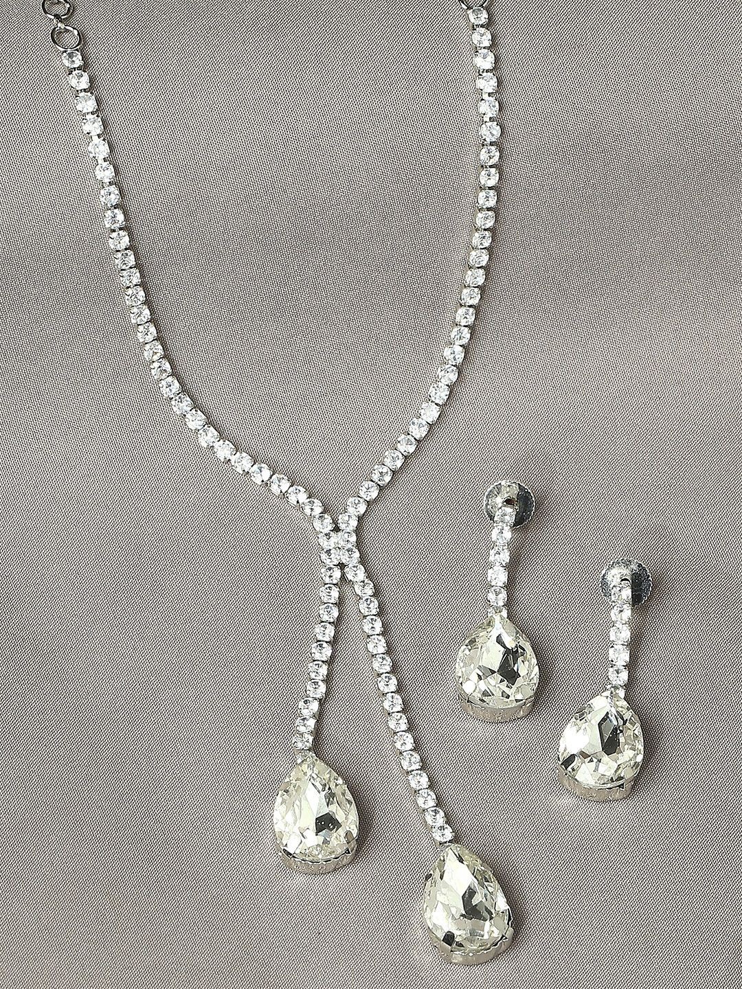 

OOMPH Cubic Zirconia Studded Jewellery Set, Silver